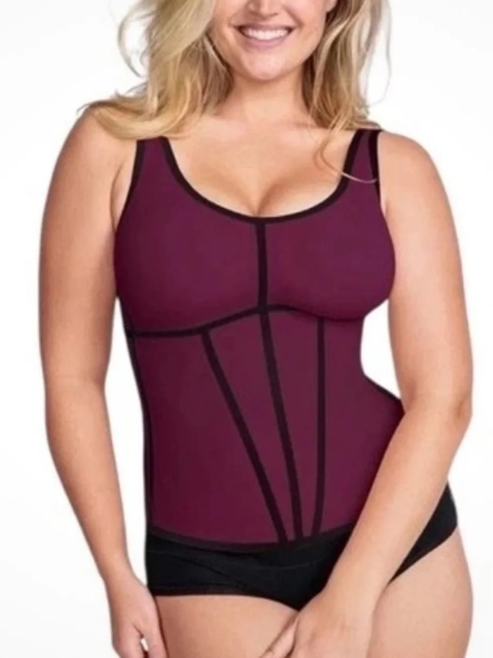 HoneyloveโBoldness Tank in the fig colorway, structured, corset-like XL